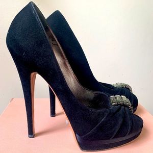 Casadei Velvet shoes with Swarovski crystals.